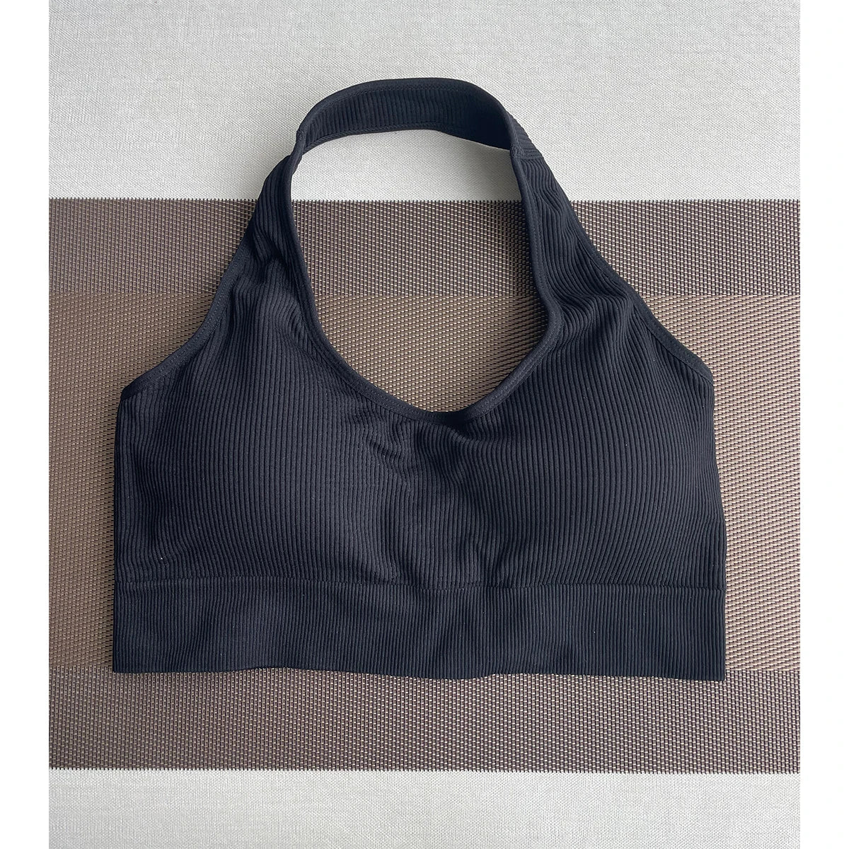 New Limitless Ribbed Seamless Halter Bra Spandex Woman Fitness Elastic Breathable Breast Enhancement Leisure Sports Underwear