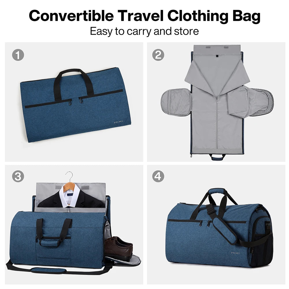 Mixi Multifunctional Convertible Garment Duffel Bag Suit Storage Bag With Shoe Pouch Large Capacity Carry On Luggage For Travel