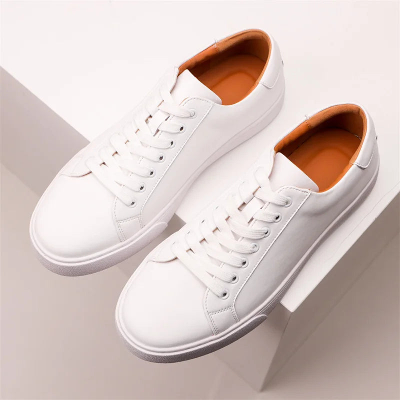 Mens Sneakers Genuine Leather Casual Outdoor Shoes Non-Slip Breathable Luxury Brand Footwear Top Quality Handmade White Shoe Men