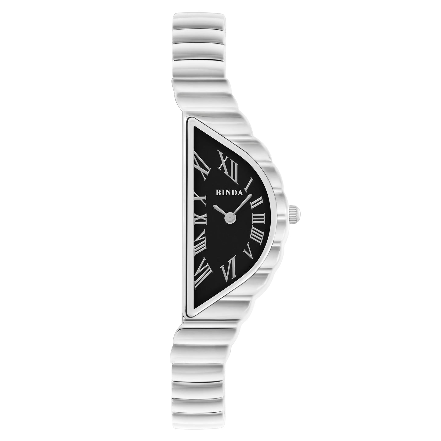 Binda Women’s Gold Case Quartz Watch – Curved White Dial, Half-Round Roman Index, 30M Water-Resistant, Elegant Gift Box Set