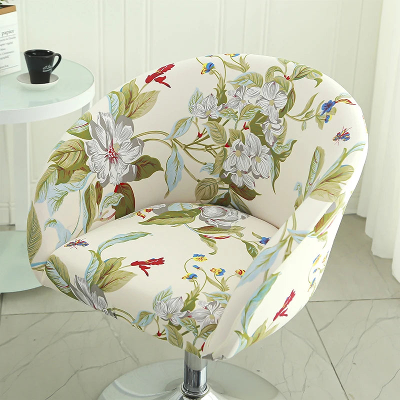 Semi-Circular Chair Cover Elastic Dining Chairs Slipcovers Accent Curved Chairs Dustproof Covers Armchair Seat Case Home Decor