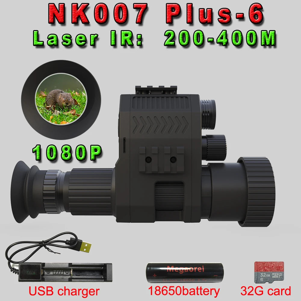 Megaorei NK007plus 200-400M Monocular 1080P Digital Night Vision Scope Infrared Camcorder with 4x Zoom for Outdoor Hunting