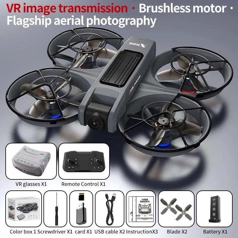 X226 VR FPV Drone 4K HD Dual Camera Aircraft Brushless Motor WIFI 2.4G/5G RC Quadcopter Optical Flow Positioning Mini Drone Toys