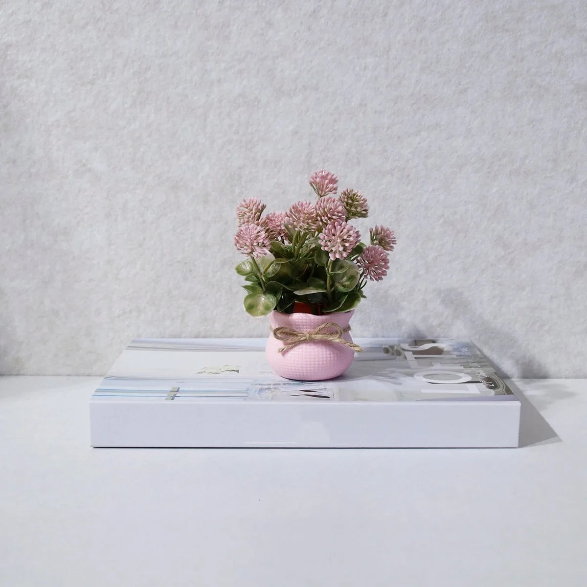 Mini Artificial Pink Series Flower Potted Plants,Home Decor, Office/Desk/Dining Table/Washbasin Decor Simulation Plants