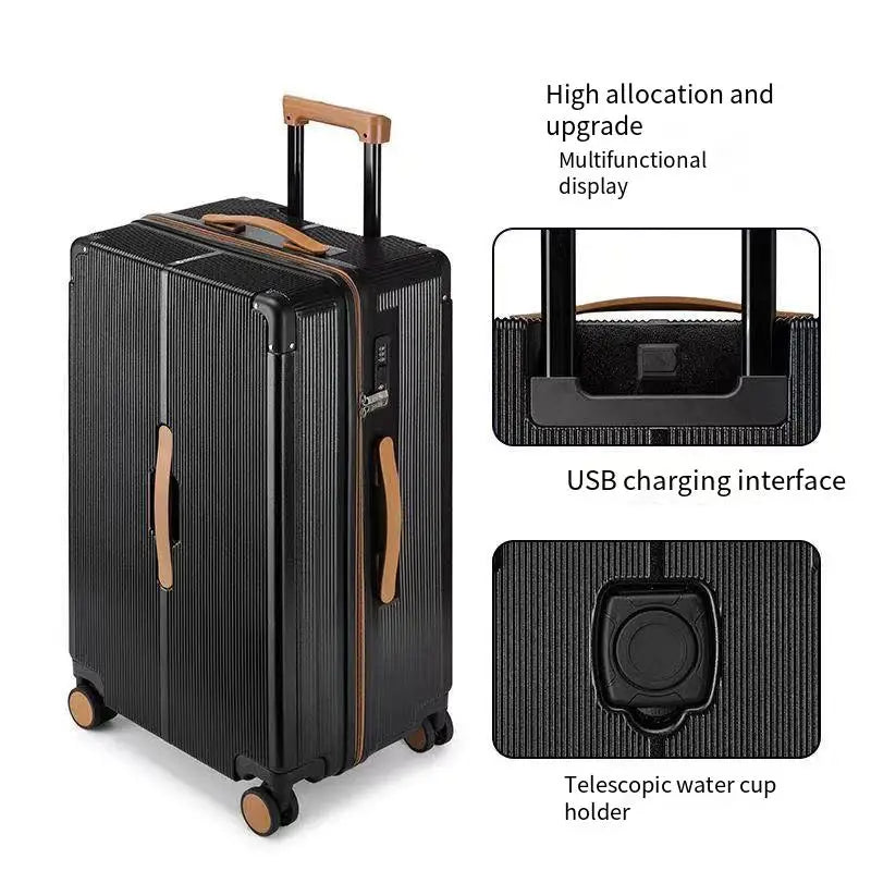 COLENARA High Quality Suitcase 20"24"26"28 Inch Boarding Box Men's Aluminum Frame Trolley Case ABS+PC Women's Zipper Luggage