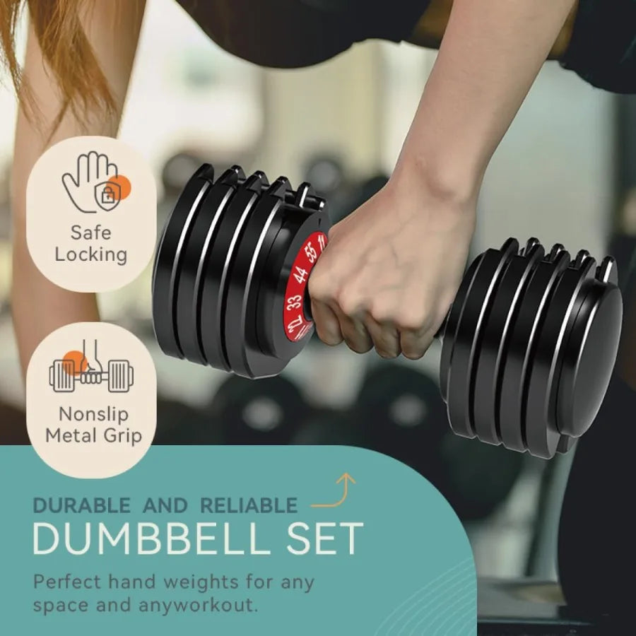 25 55lbs Adjustable Dumbbells Set of 2 for Home Gym Use 5in1 10in1 Adjustable Weights with AntiSlip Texture Handle Compact and