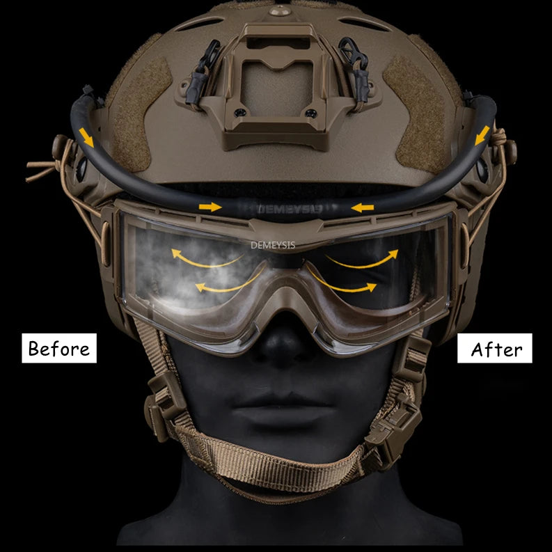 Tactical Goggles Anti Fog Ventilation Fan Adjustable Head Strap for Airsoft Motorcross Mountaineering Ski Defogging Fan