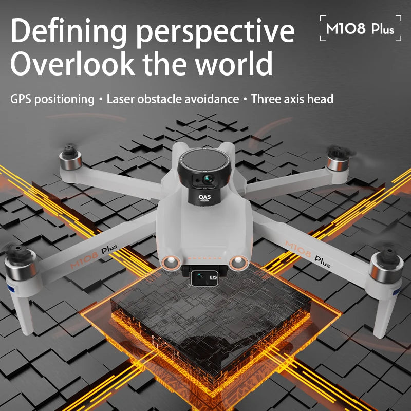 M108 Plus GPS Drone Professional aerial photography HD 8K With Screen Remote Control 3-axis Gimbal Obstacle Avoidance FPV Dron