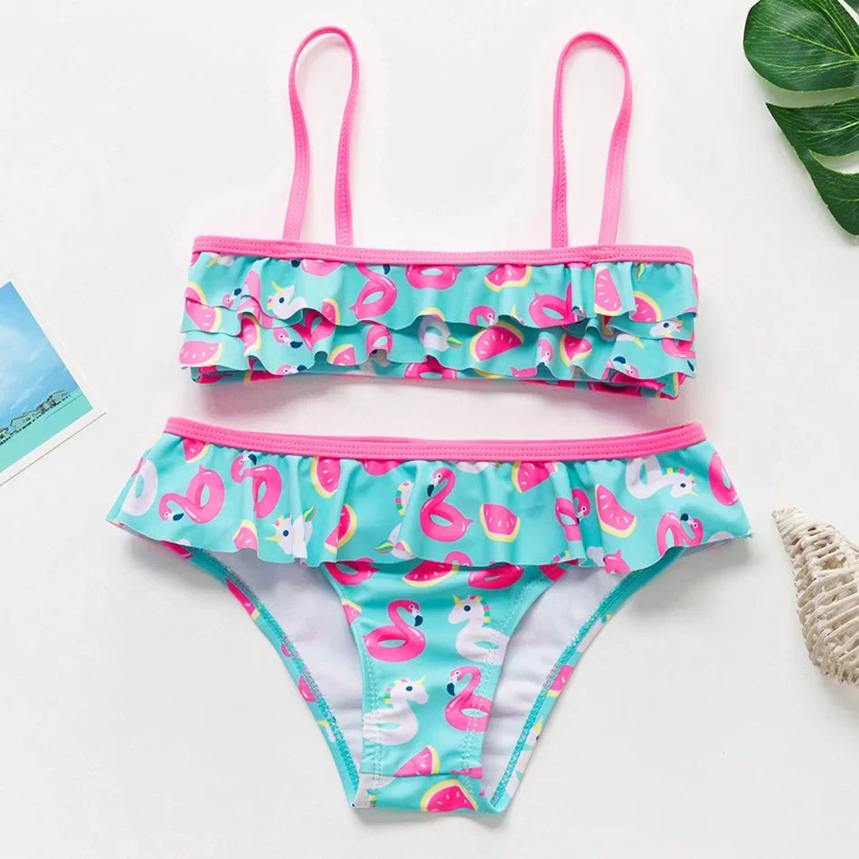 Girls Swimsuit Two Piece Hot Stamping Children's Swimwear Girls Beachwear Baby Swimwear Kids Swimwear Infant Baby Swimsuit