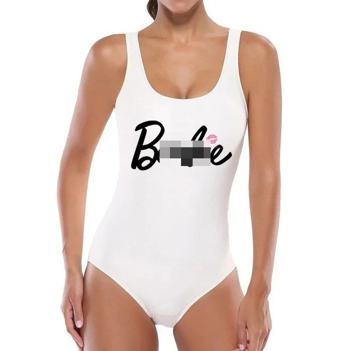 Barbi Pink Lip Bikini One-piece Swimsuit for Adult Women Summer Sexy Bikinis Y2K Kawaii Beach Swimming Suit Cute Swimwear