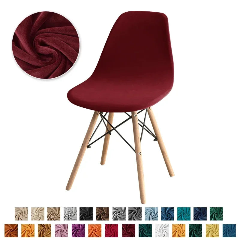 1PC Stretch Velvet Shell Chair Cover Armless Dining Chairs Covers Short Back Curved Seat Covers Hotel Party Banquet Decor