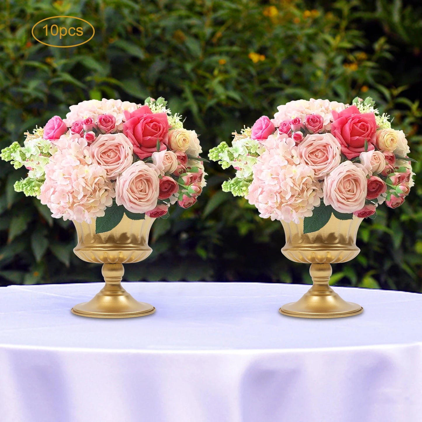 10Pcs 5.9 Inch Gold Metal Trumpet Centerpieces Flower Vases For Wedding Anniversary Party Home Decor
