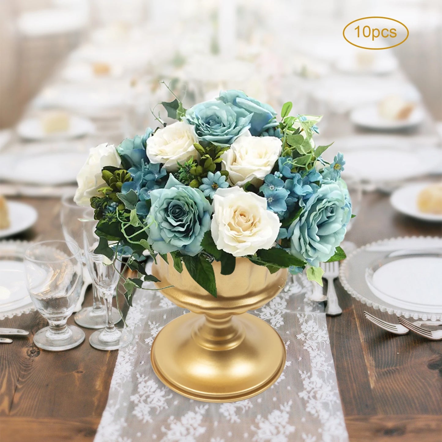 10 Pcs Gold Wedding Froral Vases Flower Holder Pot Planter for Tables Centerpieces Party Decoration 5.9Inch/3.3inch