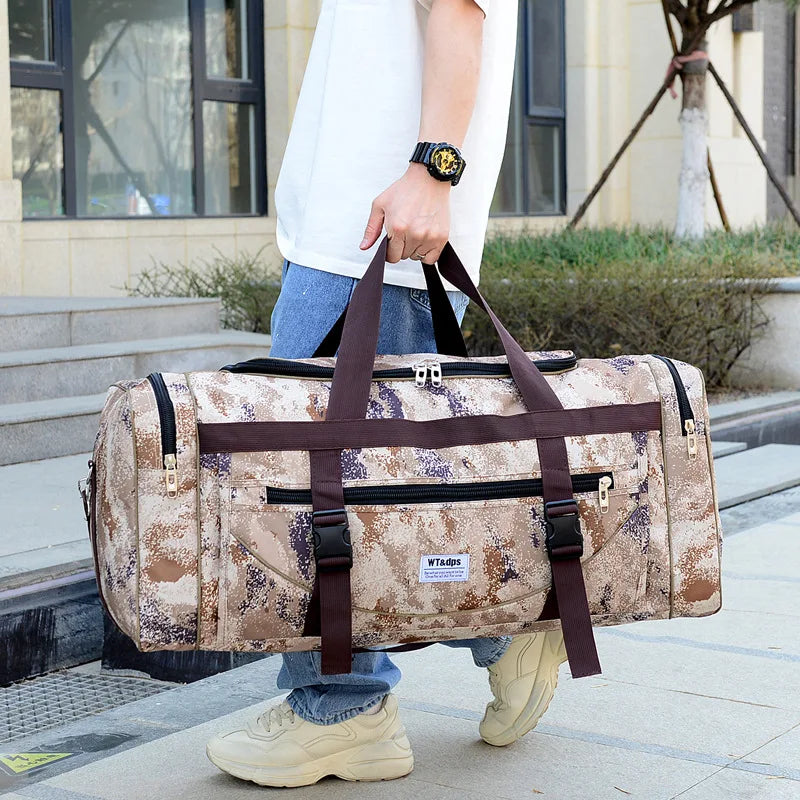 Large Capacity Male Fashionable Travelling Bag Nylon Camo Luggage Bags Storage Bags for Daily Travel and Business Trip Backpack