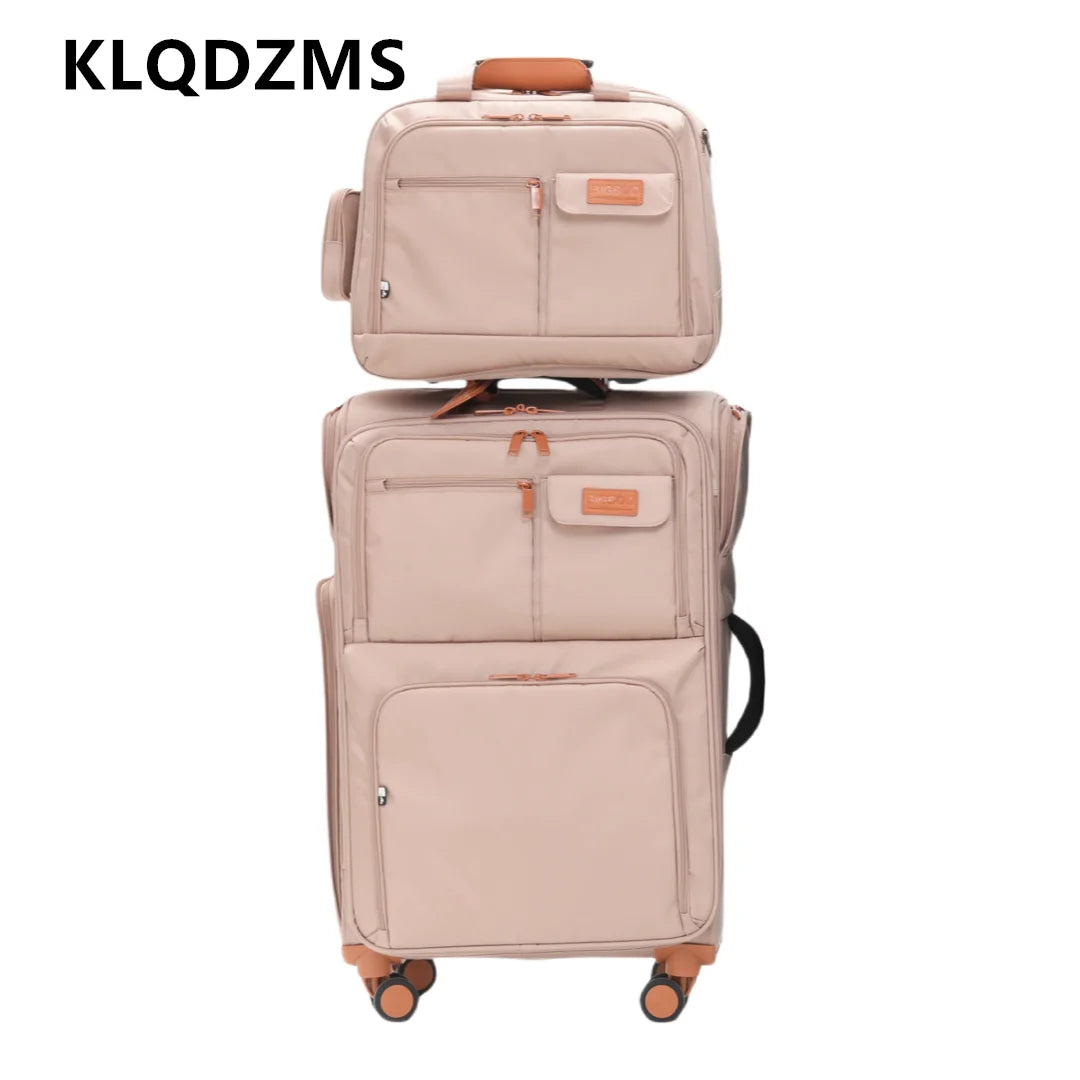 KLQDZMS Luggage Travel Bag Set Men's Boarding Box Women's Trolley Case Oxford Cloth Large Capacity 20"24"28 Inch Suitcase