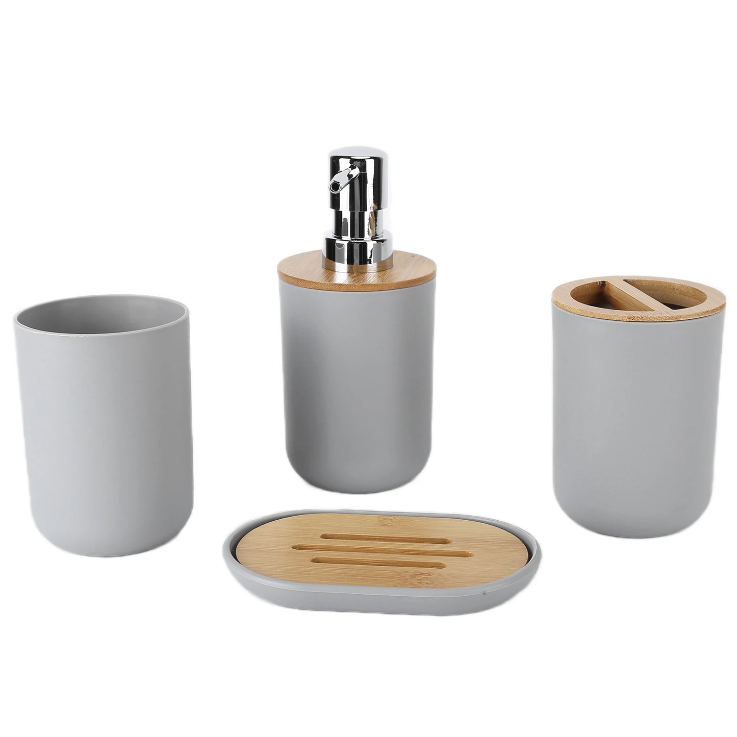 4Pcs Bathroom Accessory Set Bamboo Waterproof Gift Toothbrush Cup Soap Box for Home Hotel