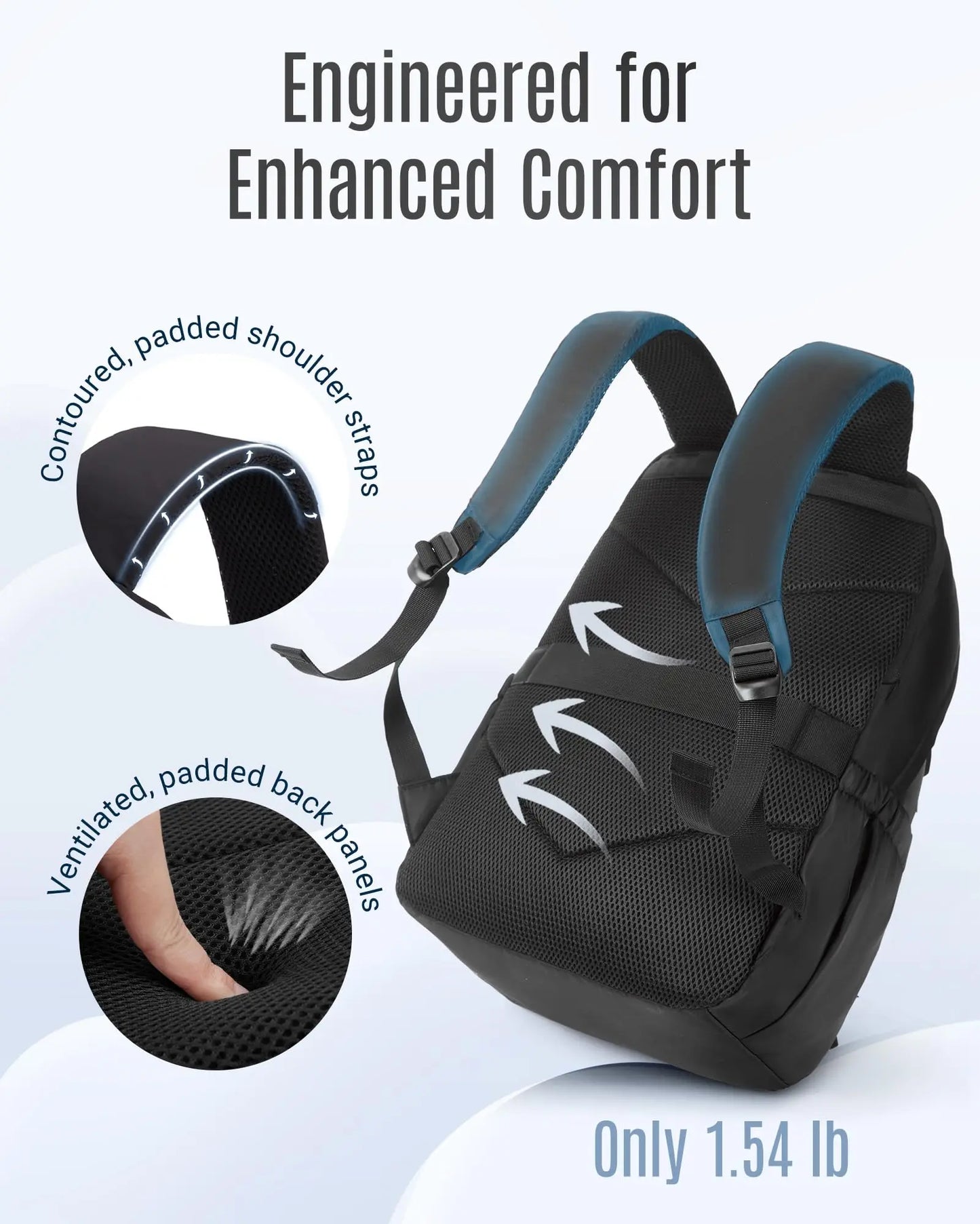 LIGHT FLIGHT Bags for Women Water-Resistant Laptop Backpack for 15.6 Inch Large Capacity Stylish Bookbag with USB Port