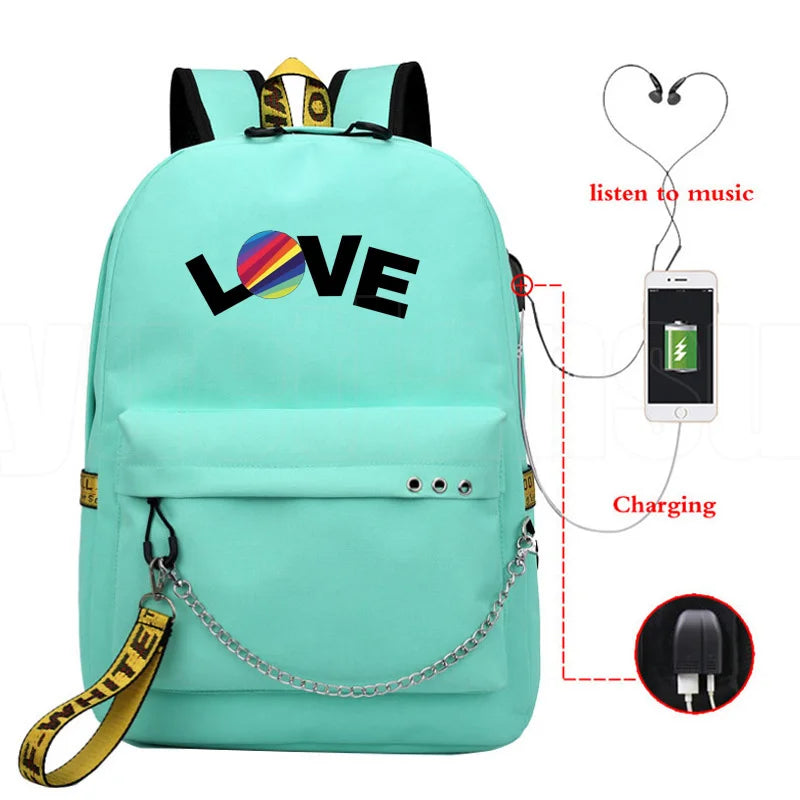 Popular Youthful School Bag Unisex Now United Travel Bags Usb Rechargeable Oxford Waterproof Notebook Shoulder Backpacks
