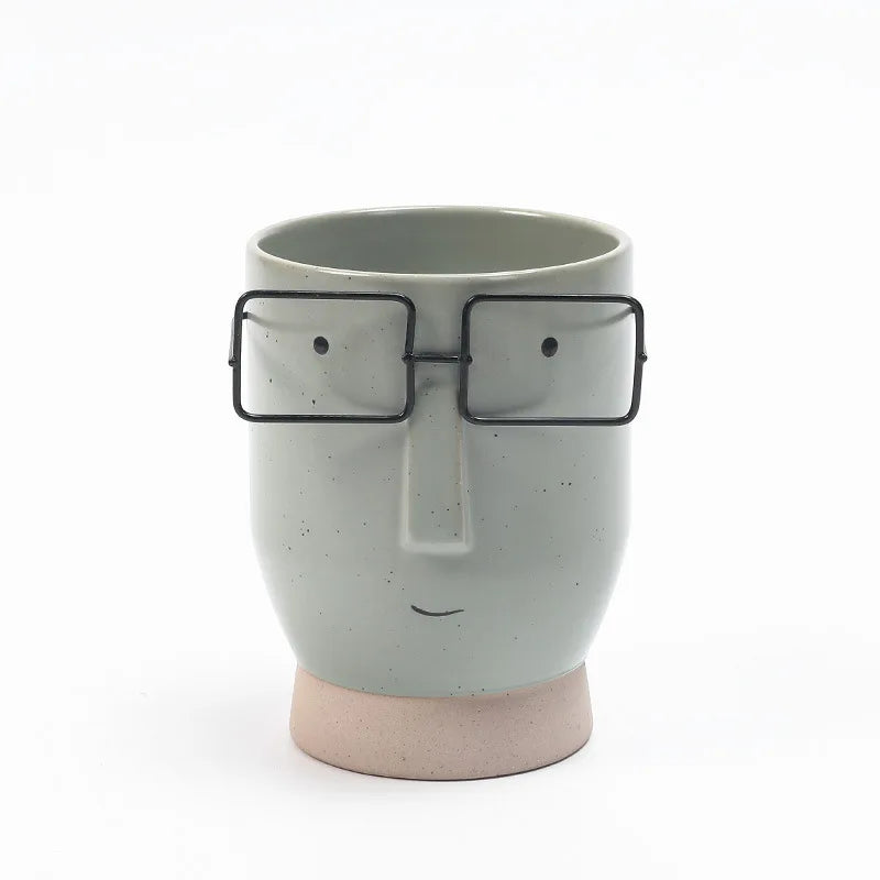 Nordic Ceramic Vase High Color Value Figure Sculpture Flower-arranging Creative Fleshy Flower Pot Home Living Room Ornaments