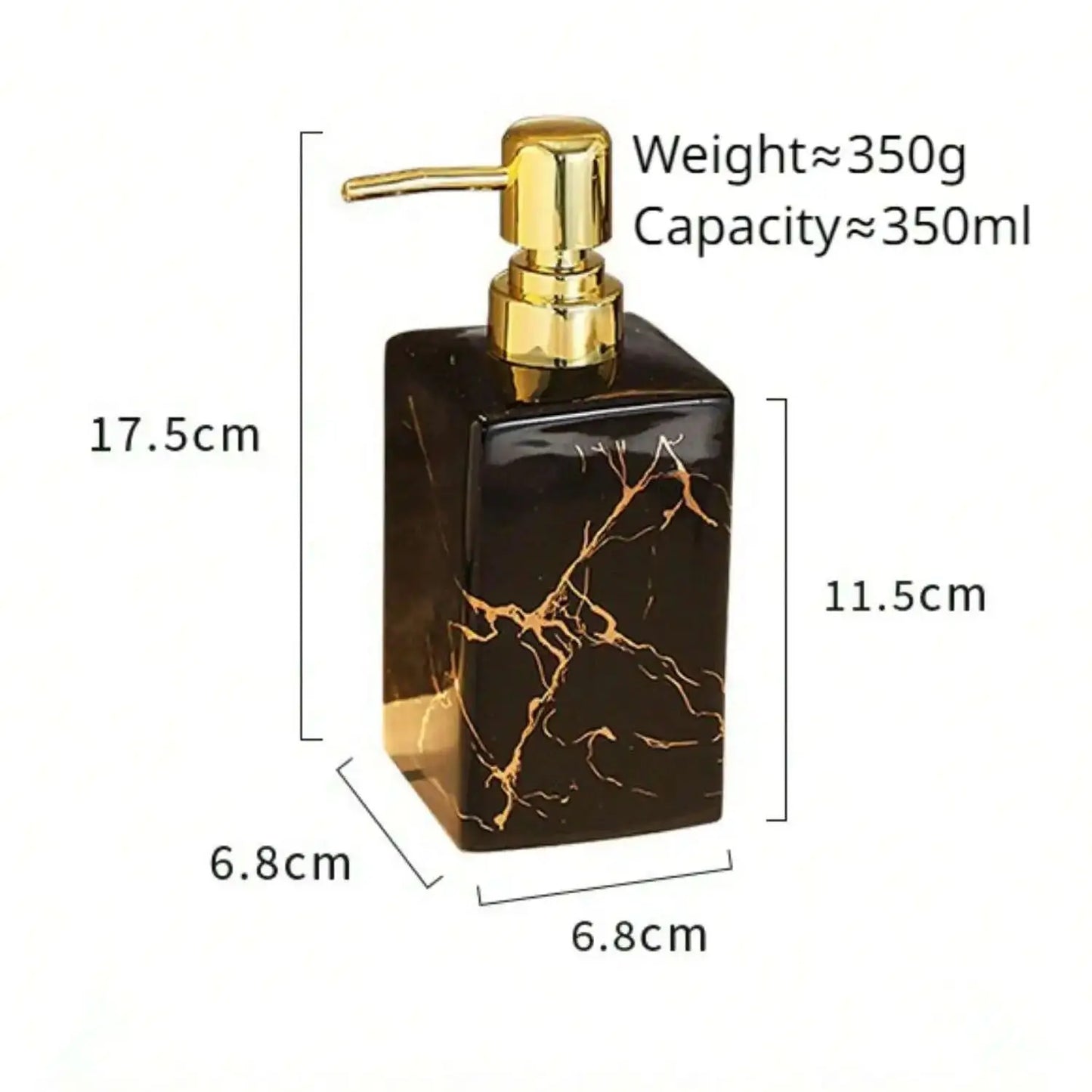 1pc 350ml Ceramic European Creative Marble Texture Refillable Press Soap Dispenser Liquid Dispenser For Bathrooms,Home,Hotels