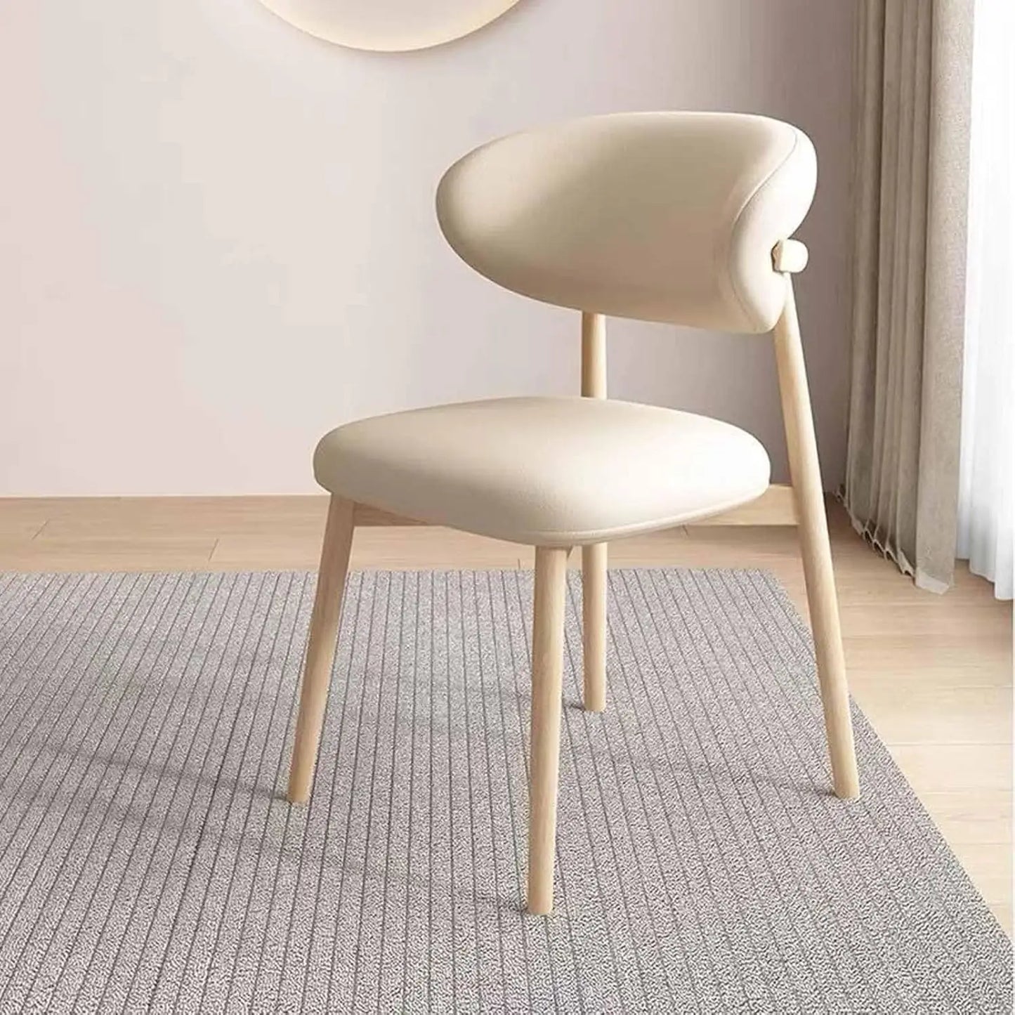 Cafe lounge chair, upholstered dining chair, curved back cushion, modern armless dining side chair