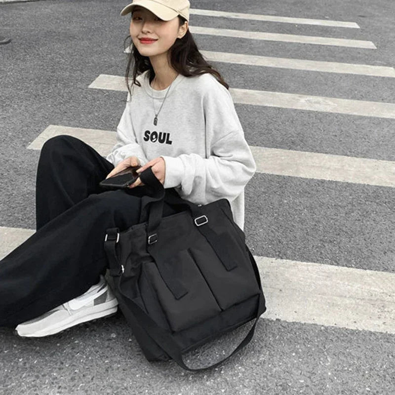 2025、Women's Bag Simple Fashion Zipper Handbags Nylon Waterproof Solid Crossbody Large Capacity Tote Shoulder Bags For Women
