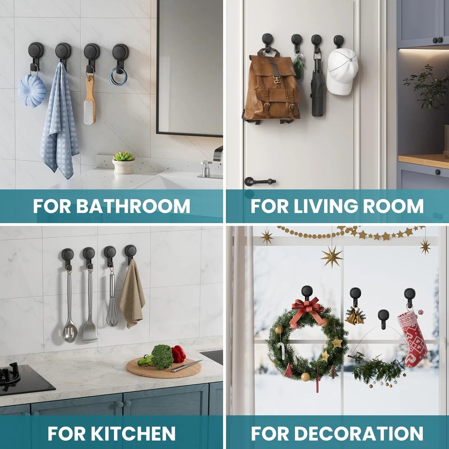 TAILI No Drilling Towel Hook Removable Vacuum Suction Cup Hooks Bathroom Robe Towel Holder Hook Kitchen Hotel Home Accessories