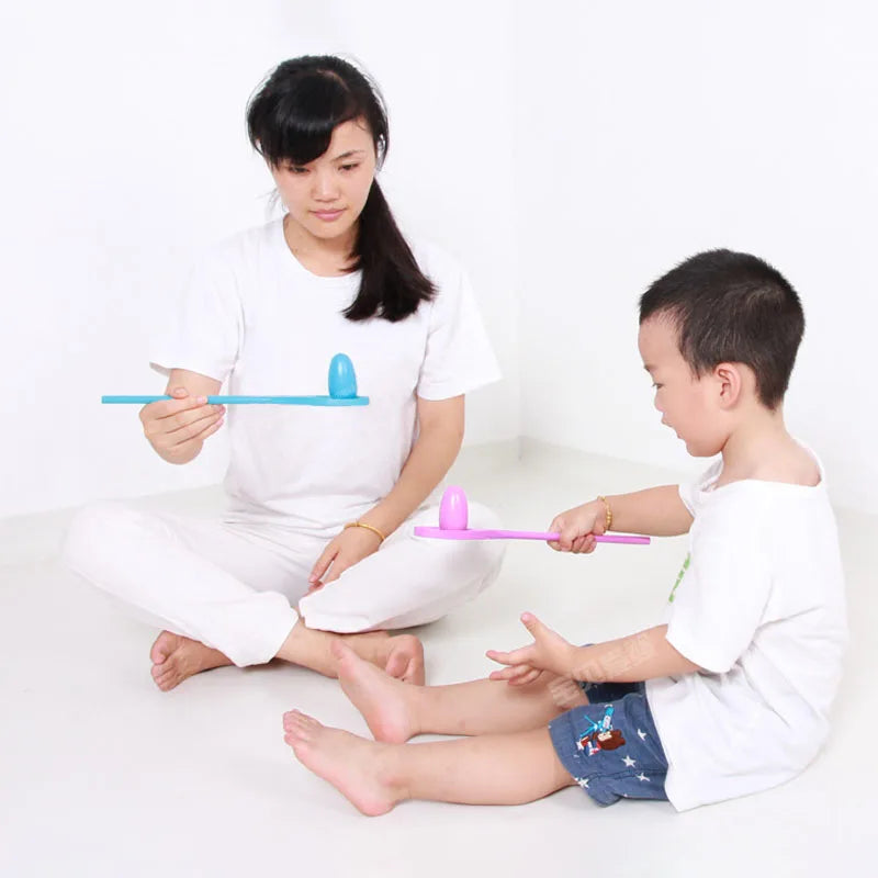 Wooden balance spoon parent-child game early education children's puzzle egg spoon toy outdoor sports balance toy 6Pcs