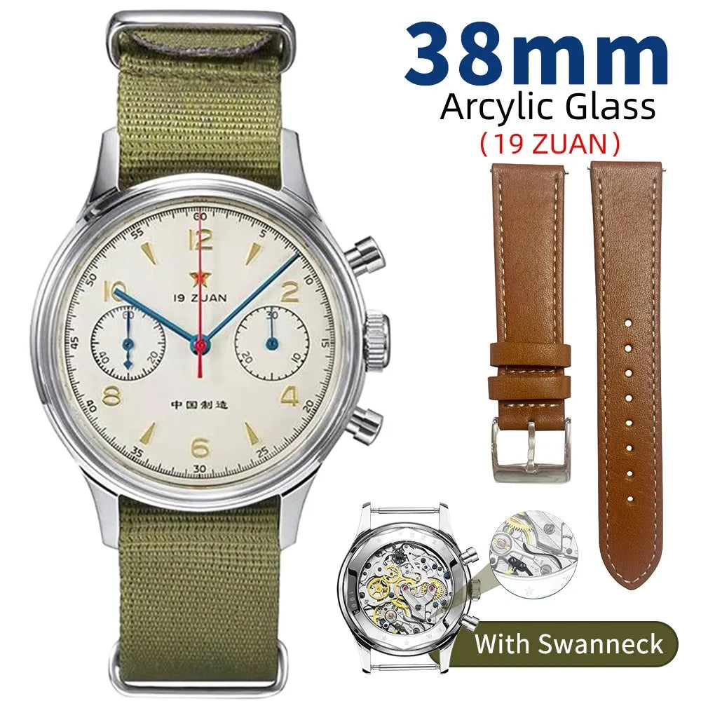 Seakoss 38mm Men's 1963 Chronograph Arcylic Glass With Seagull ST19 Hand Winding Movement Male Mechanical Watches