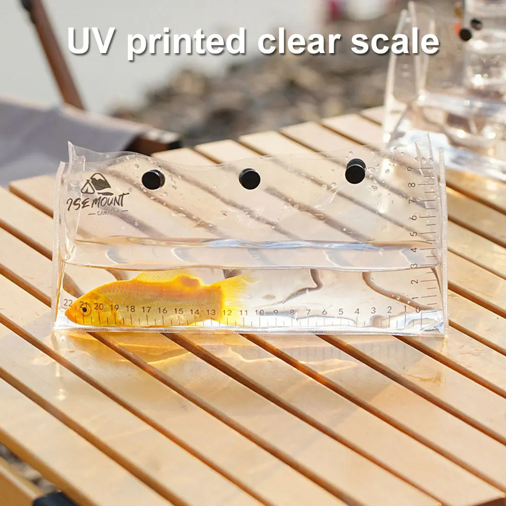Foldable Fish Weigh Bag Clear UV Scale Folding Fish Storage Bag Snap Design Leakproof Fish Bag for Backpacking Hiking