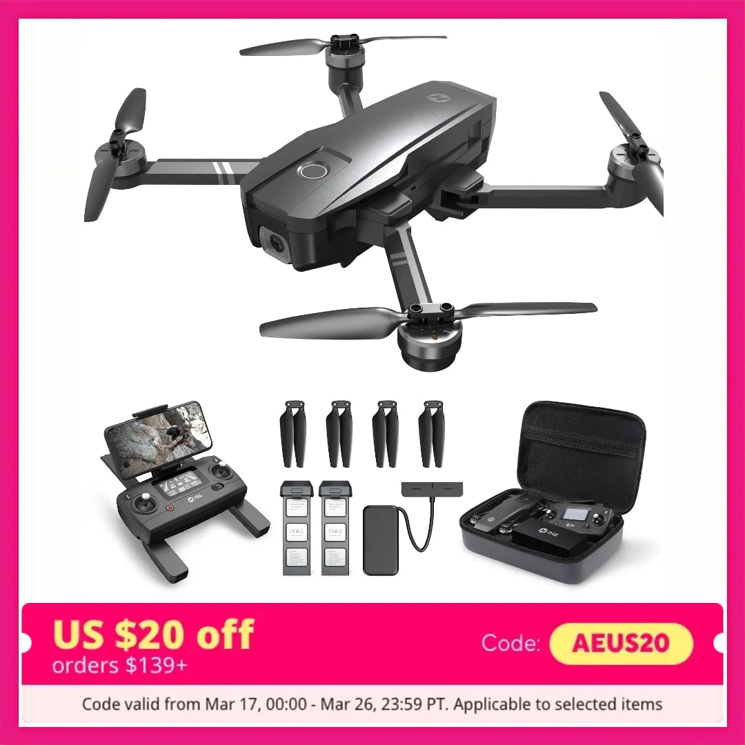 HolyStone HS720 GPS Drone: 4K UHD, 52min Flight, Foldable, Brushless, Auto Return, Follow Me,C0.