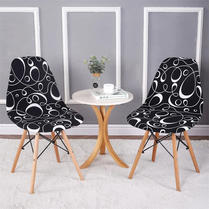 1PC Elastic Shell Chair Cover Stretch Armless Dining Chairs Slipcovers Geometric Spandex Seat Covers for Kitchen Hotel Office