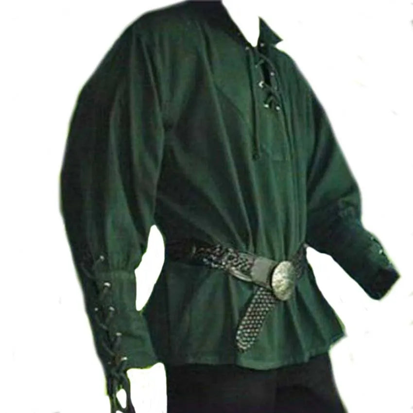 Man's Fantasy Clothing Medieval Tunic Renaissance Vest Up Outerwear Eif Warrior Coats Outerwear Pirate Clothing S-2XL