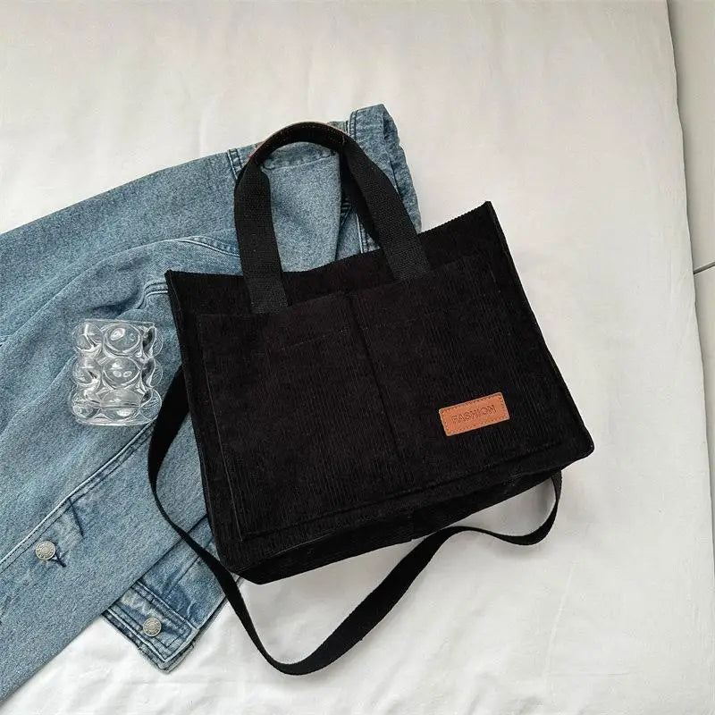 Women's Corduroy Tote Bag Large Capcity Handbags for Women Commuting Women's Bag Messenger Shoulder Bag Female Handbag