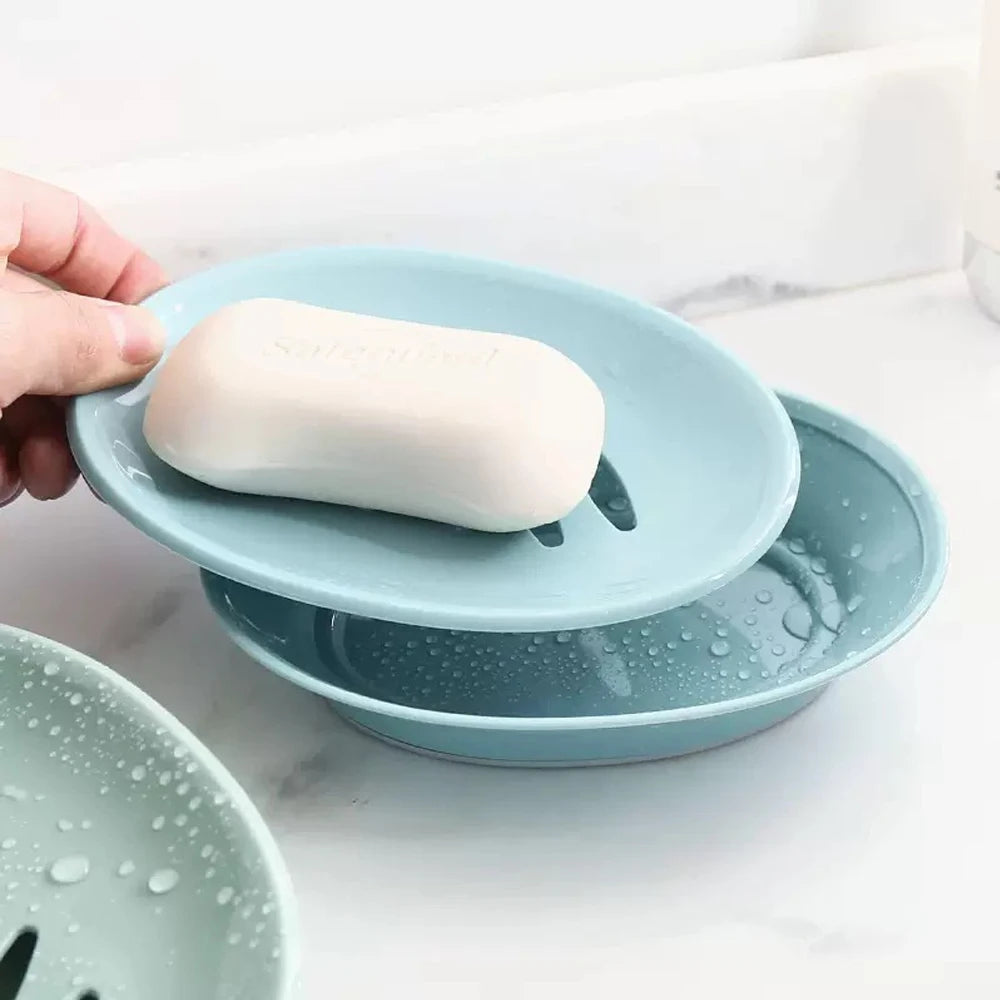 European oval soap box, toilet plastic, simple double compartment draining bathroom, face washing soap box