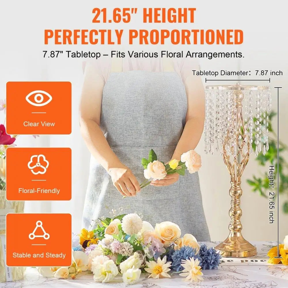Set of 2 55cm/21.65 Tall Crystal Wedding & for party Decor Flower Stand Vases