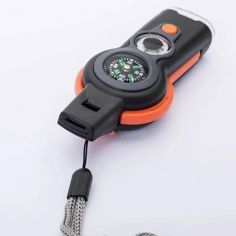 Outdoor Camping 7-In-1 Multi-Function Whistle Survival Whistle Safety Whistle For Hiking Travel Accessories