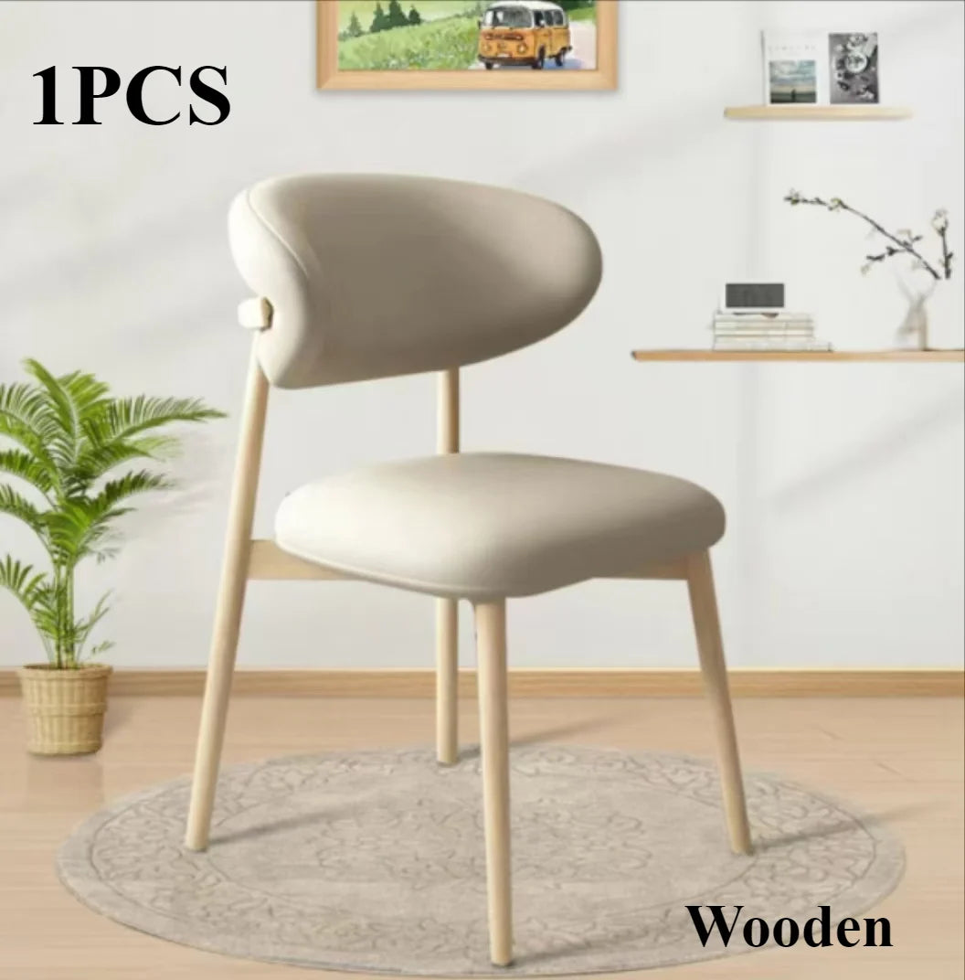 Cafe lounge chair, upholstered dining chair, curved back cushion, modern armless dining side chair