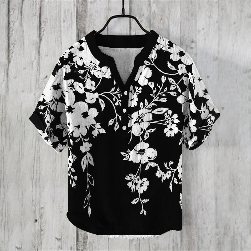 Men Clothes Fashion Summer Men's Clothing Casul T-Shirts Short Sleeve Henry T-Shirt Print Short Seleves Tops Men's Clothing