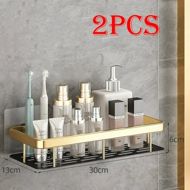 High Quality Wall Mounted Rectangular Rack Bathroom Storage Rack Towel Rack Wall Shower Shampoo Rack Drill Free Rack Tripod