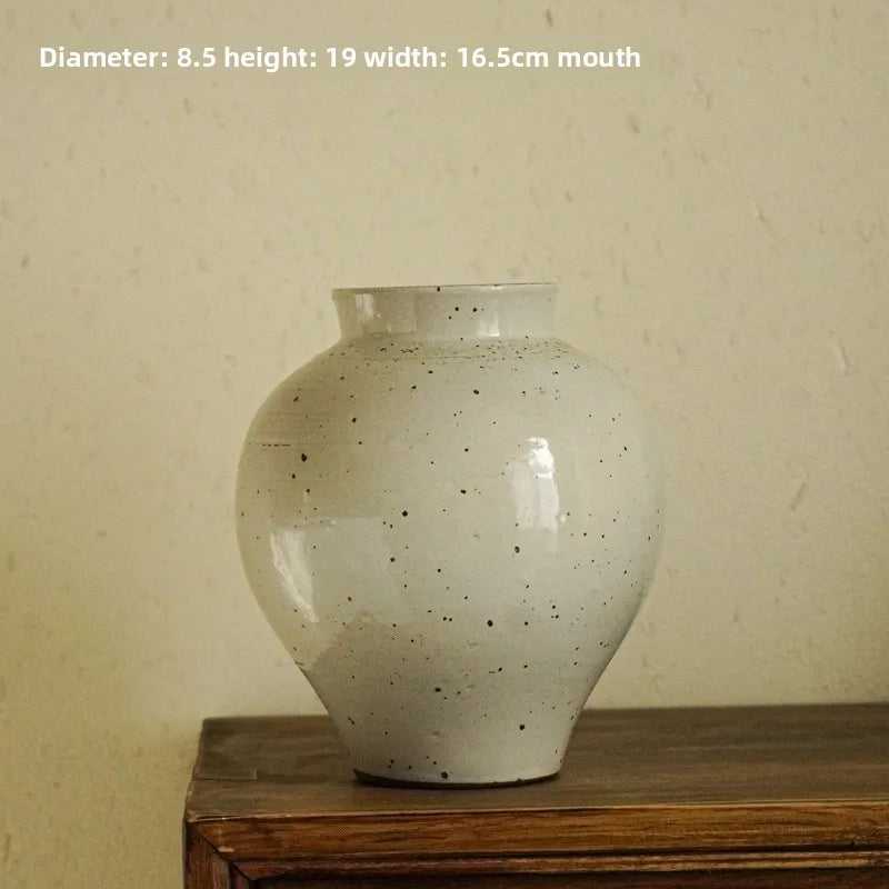 Ceramic countertop vase, simple and modern home flower arrangement, rough earthenware flower arrangement piece