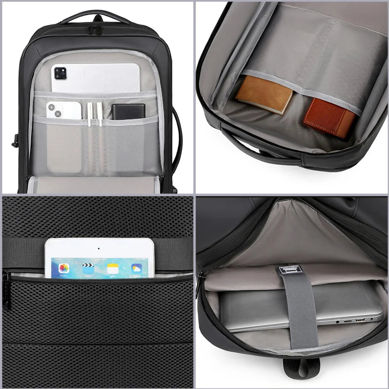Travel Backpack Carry On Flight Approved 40L Business Expandable Water Resistant 16" Laptop Backpack USB Charging Port for Men