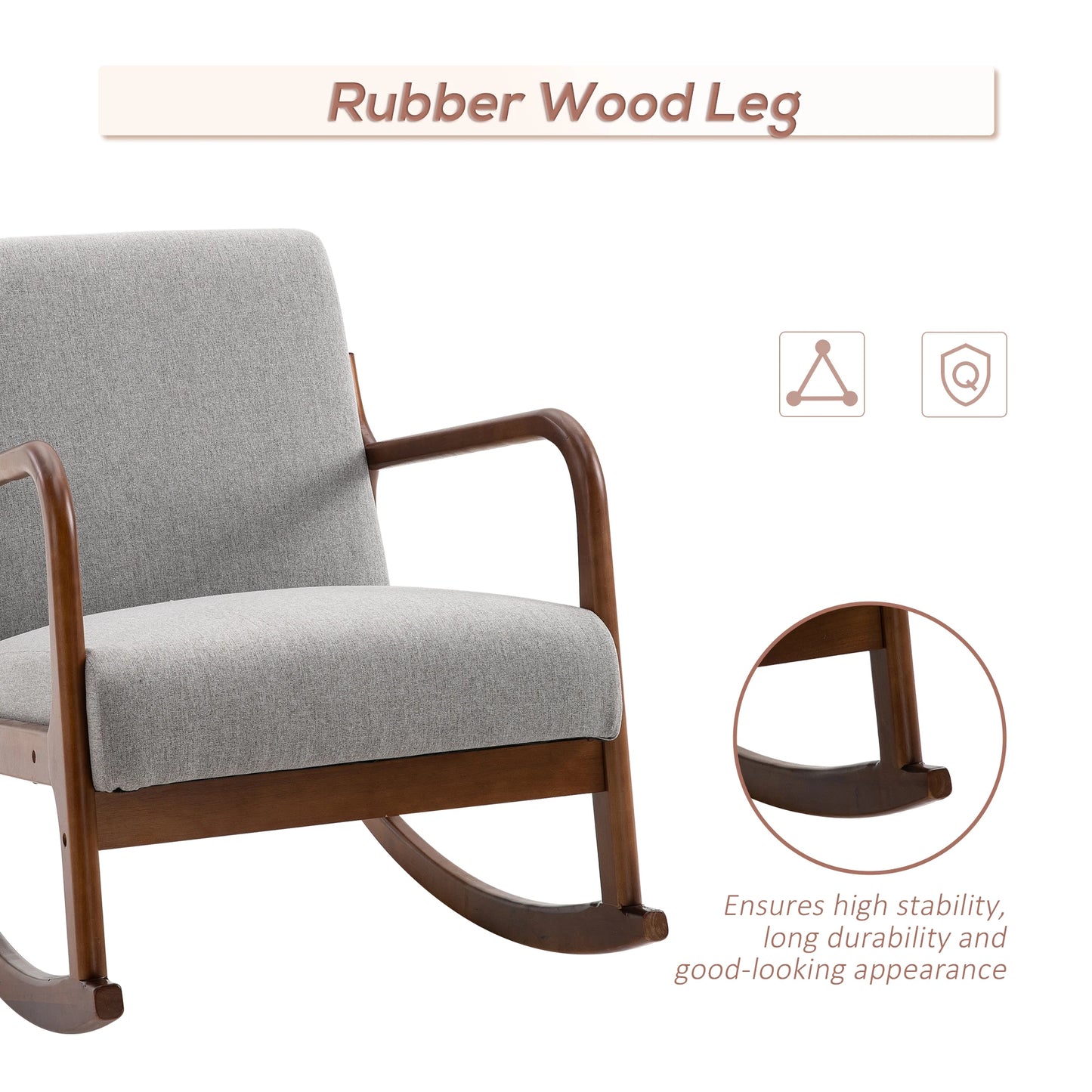 Wooden Framed Living Room Side Chair with Thick Padded Cushions and Back Support