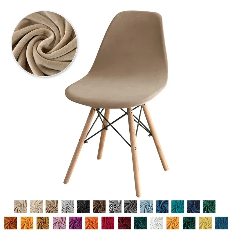 1PC Stretch Velvet Shell Chair Cover Armless Dining Chairs Covers Short Back Curved Seat Covers Hotel Party Banquet Decor