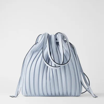 Women's Bag New Simple and Fashionable Bucket Bag Women's Single Shoulder Crossbody Small Pleated Drawstring Mouth Handbag