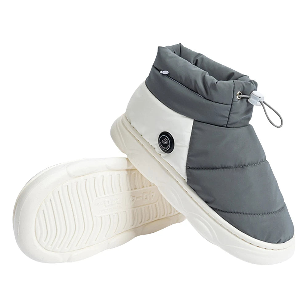 Unisex Electric Heating Slippers with 3 Heating Levels Thermal Shoes Rechargeable Warm Snow Boots for Indoor House Home Office