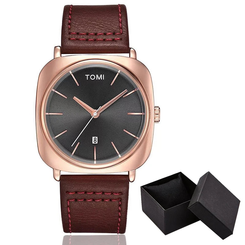 Elegant Watch for Men Simple Style Men Quartz Wrist Watches Casual Leather New Wristwatch Minimalist Black White Brown Man Clock