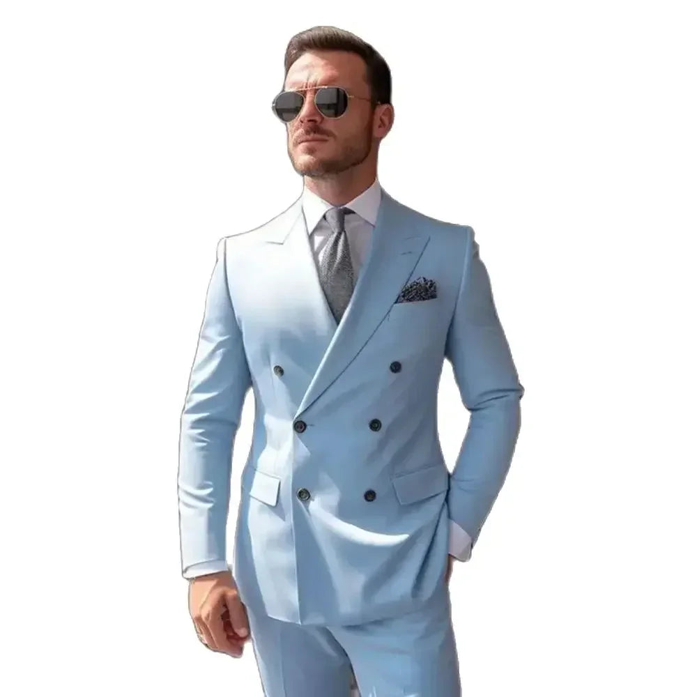 Men's clothing Luxury 2 Piece Jacket Pants Male Clothing Slim Fit Costume Homme Blazer Wedding Groomsmen Men Suits Clothing