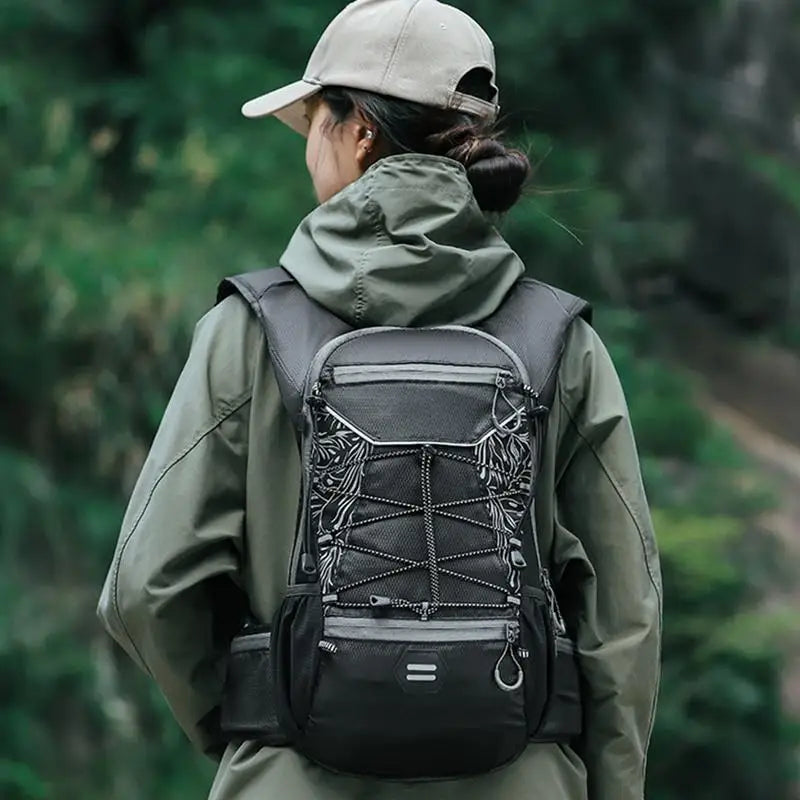 Hiking Backpack Waterproof 16L Water Backpack With Water Bladder For Hiking Water Resistant Lightweight Reflective Running Pack