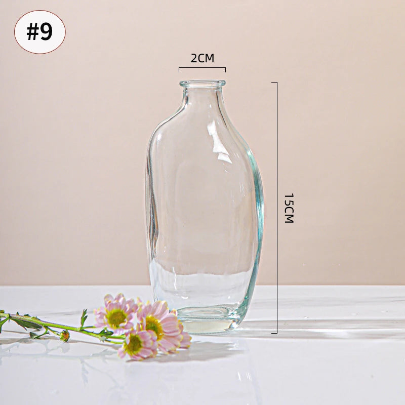 Brown Retro Glass Vase Plant Flowers Bottle Flower Arrangement Hydroponic Terrarium Desktop Vase Creative Home Decor Flower Pot